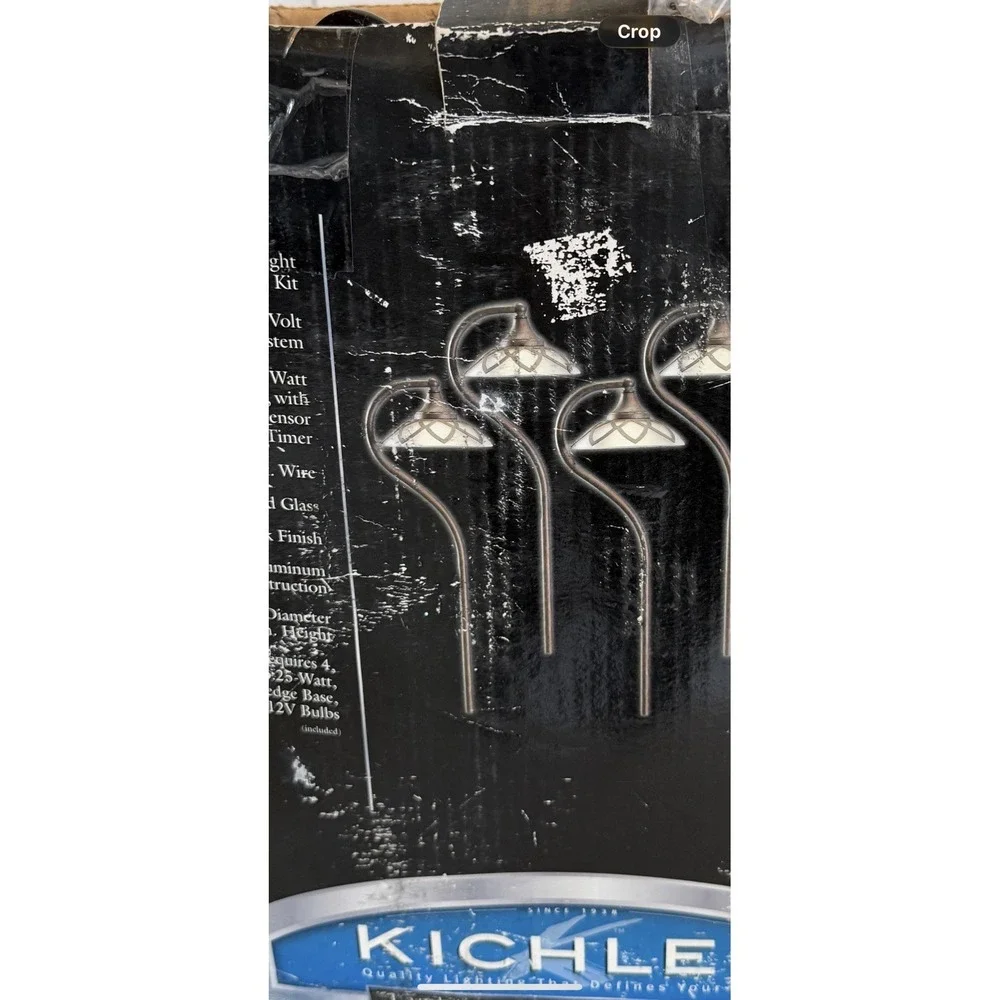 4 pack Kichler 28133 12 Volt LED‎ Path Light Olde Bronze Finish Etched Glass